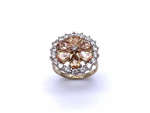 9ct Yellow Gold Topaz Cluster Ring