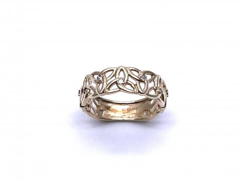 9ct Diamond Celtic Knot Cut Out Ring