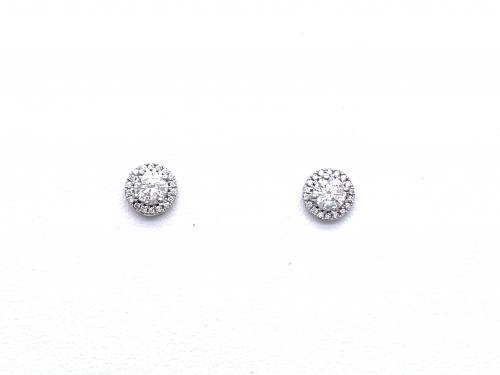 18ct White Gold Diamond Halo Earrings Est 0.70ct