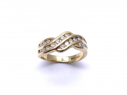 18ct Yellow Gold Diamond Waved Ring