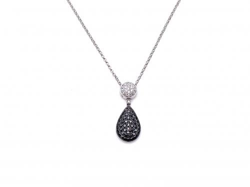 9ct Black & White Diamond Pendant & Chain