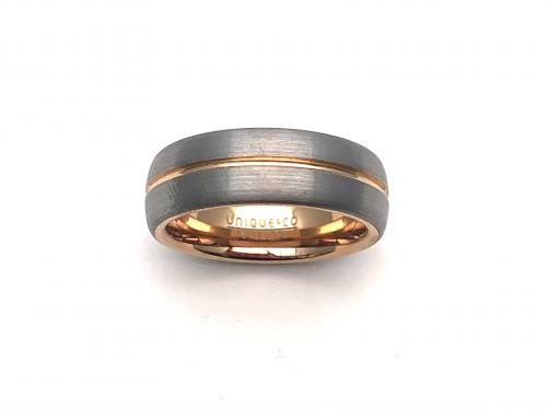 Tungsten Carbide Ring With Rose IP Plating 7mm