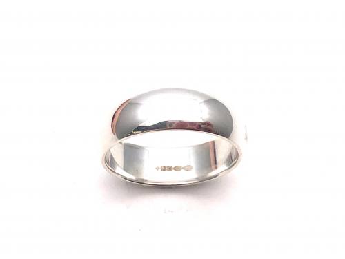 Silver D Shaped Wedding Ring 6mm
