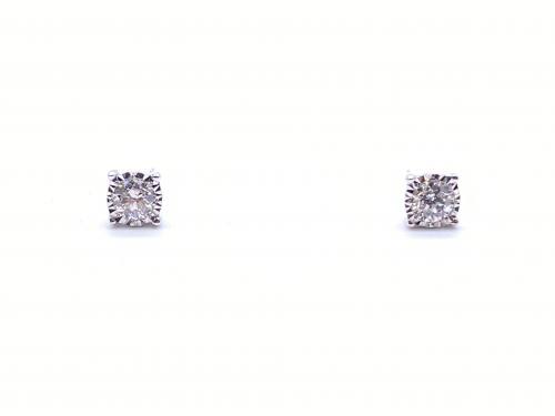 9ct White Gold Diamond Solitaire Earrings 0.37ct