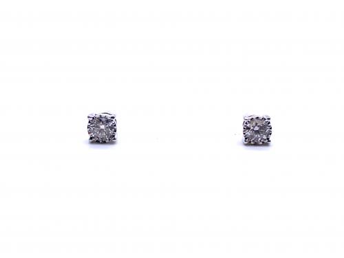 9ct White Gold Diamond Solitaire Earrings 0.50ct