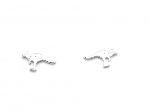 Silver Flat Kangeroo Stud Earrings