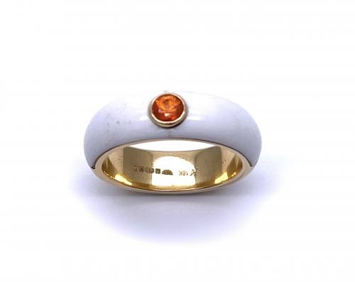 18ct Orange Sapphire & Enamel Ring
