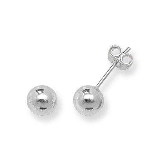 Silver Ball Stud Earrings 6mm