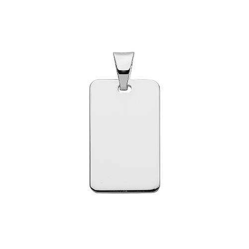 Silver Rectangle Tag Pendant 19x12mm