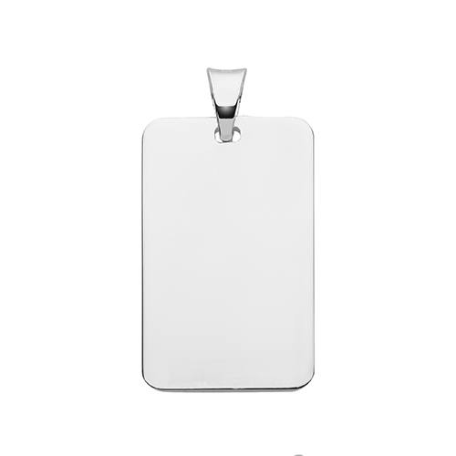 Silver Rectangle Tag Pendant 21x16mm