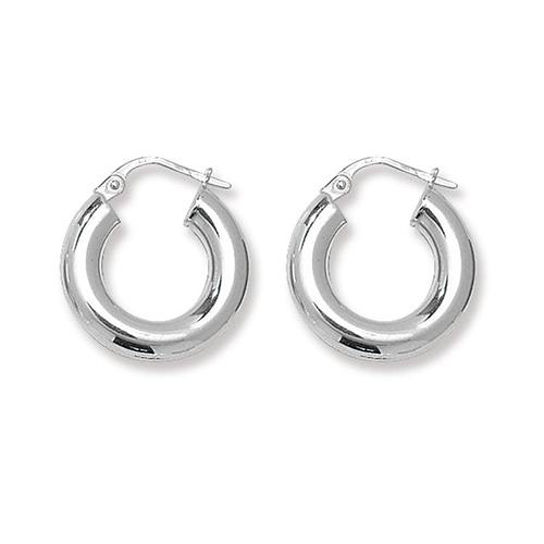Silver Chunky Hoop Earrings 15mm