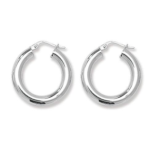 Silver Chunky Plain Hoop Earrings 15mm