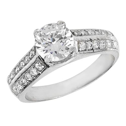 Silver CZ Solitaire Ring Size N