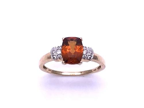 9ct Yellow Gold Garnet & CZ Ring