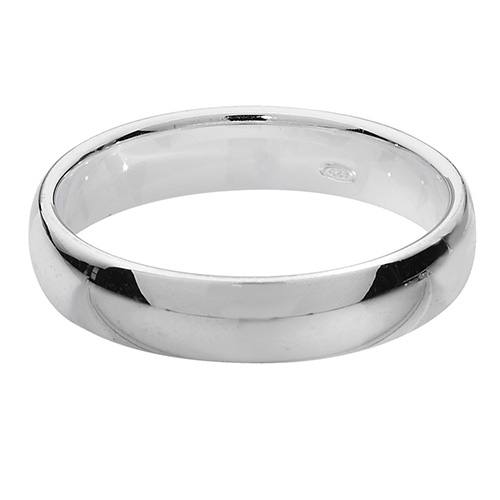 Silver Traditional Court Wedding Ring 4mm M