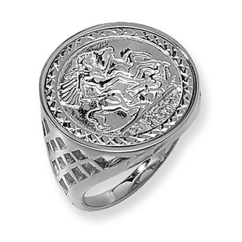 Silver St George Coin Ring Size O