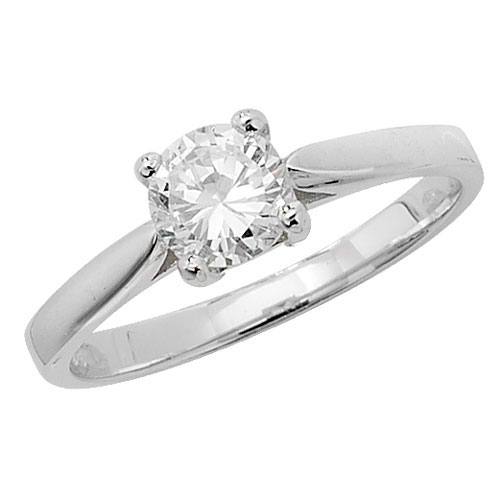 Silver CZ Solitaire Ring Size K