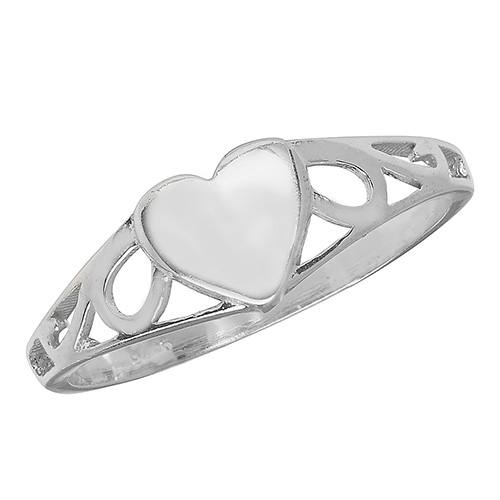 Silver Heart Signet Ring K