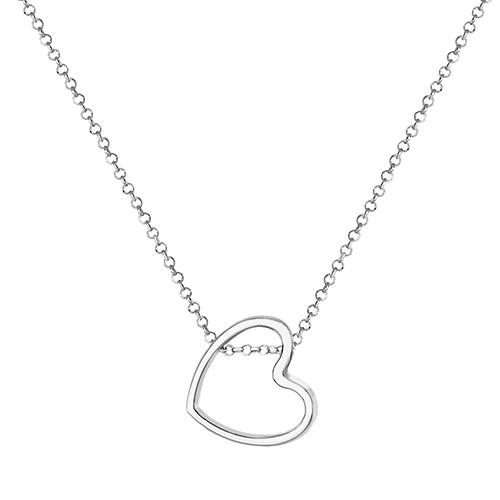 Silver Cut Out Heart Necklet 16 Inch