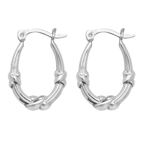 Silver Fancy Hoop Earrings 22x15mm