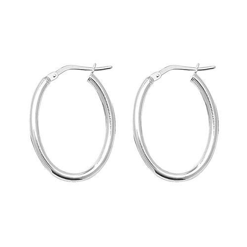 Silver Plain Oval Hoop Earrings 22 x 14mm