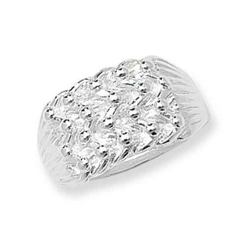 Silver 4 Row Keeper Ring Size Q