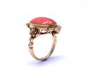 14ct Coral & Diamond Ring