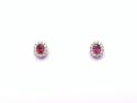 18ct Yellow Gold Ruby & Diamond Halo Earrings