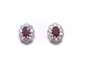 9ct Yellow Gold Ruby & Diamond Cluster Earrings
