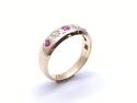 Synthetic Ruby & Diamond 5 Stone Ring