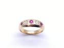Synthetic Ruby & Diamond 5 Stone Ring