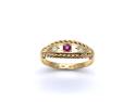 Synthetic Ruby & Diamond 3 Stone Ring