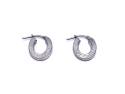 Silver Oval Greek Key Hoop Earrings