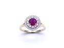 9ct Yellow Gold Ruby & Diamond Double Halo Ring