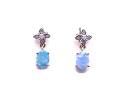 9ct Yellow Gold Opal & Diamond Earrings