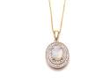 9ct Yellow Gold Opal & Diamond Pendant and Chain