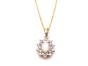 9ct Yellow Gold Opal & Diamond Pendant and Chain