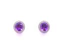 18ct Amethyst & Diamond Halo Earrings