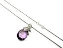 9ct Amethyst & Diamond Pendant & Chain