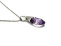 9ct Amethyst & Diamond Pendant & Chain