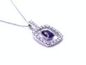 18ct Amethyst & Diamond Pendant & Chain