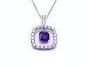 18ct Amethyst & Diamond Pendant & Chain