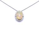 18ct White Gold Opal & Diamond Pendant & Chain