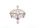 An Old Opal & Pearl Brooch & Pendant / Brass Pin