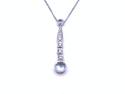 9ct White Gold Aquamarine & Diamond Pendant