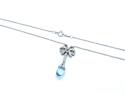 18ct White Gold Aquamarine & Diamond Bow Necklet
