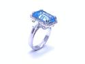 18ct White Gold Aquamarine & Diamond Cluster Ring