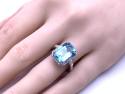 18ct White Gold Aquamarine & Diamond Cluster Ring