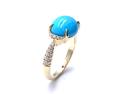 9ct Yellow Gold Turquoise & Diamond Ring 0.22ct
