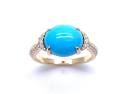 9ct Yellow Gold Turquoise & Diamond Ring 0.22ct